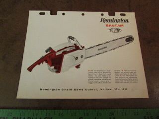 Vintage Remington Chainsaw Paper Print Ad Bantam Specs Sign Ad Display Dupont