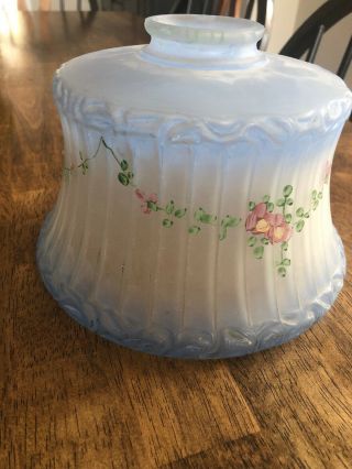 Antique Hand Painted Glass Shade For Lamp Vtg