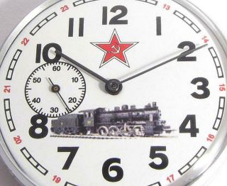 Molnija Vintage Railroad Soviet Ussr Antique Pocket Watch 1970s Train Serviced