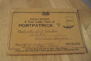 Vtg Wwii Soldier Souvenir 6 View Letter Card Of Portpatrick Scotland Ephemera