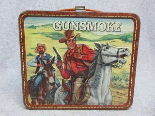 1972 Gunsmoke Donkey Splash Scene Tv Western Lunchbox 7.  5