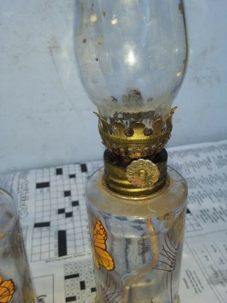 Vintage Lamplight Farms Oil Lamp 3 butterfly ' s and wheat on Glass Very Unique 3