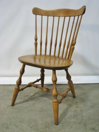 Vintage Ethan Allen Solid Maple & Birch Nutmeg " Governor Bradford " Side Chair /2