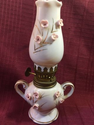 Vintage Miniature Oil Lamp Hand Decorated Relco Japan