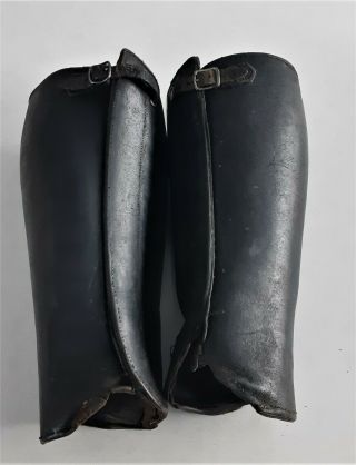 Ww1 British Officers Black Leather Leggings/gaiters
