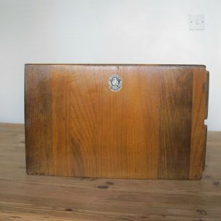 Vintage Crusader Wooden Index Card Filing Four Drawer Cabinet Oak Table Top. 2