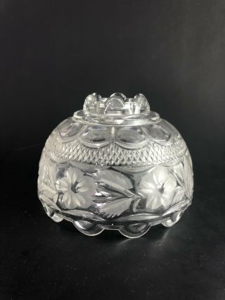Vintage Clear Boudoir Etched Glass Lamp Shade