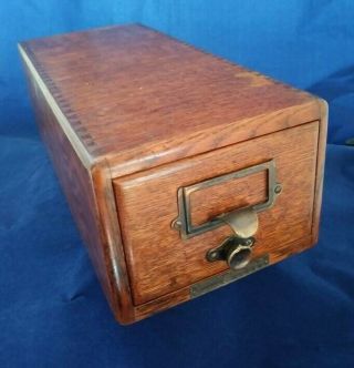 Yawman And Frbe Antique Tiger Oak Index Card/library Card File Box - Desk - Top