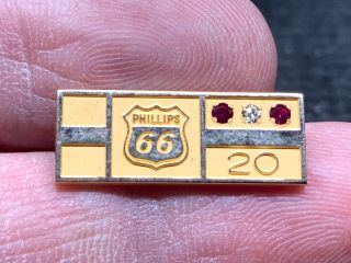Phillips 66 10k Gold (2.  9 Gram) Double Ruby Diamond 20 Years Service Award Pin.