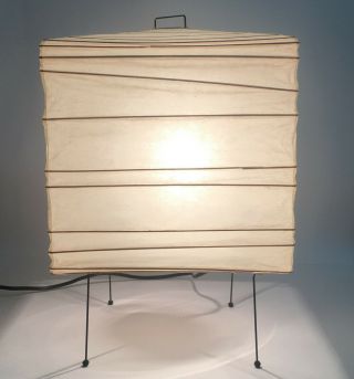 Vintage Isamu Noguchi Akari 3x Standing Light Washi Paper Lamp Made In Japan