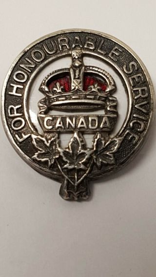 1917 Wwi Canada Canadian " For Honourable Service " Army Class C Badge Pin 19689