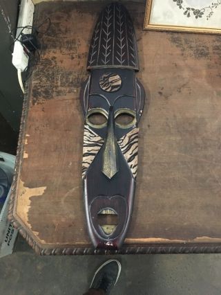 Vintage Wood Carved Tribal Mask 31”x18”