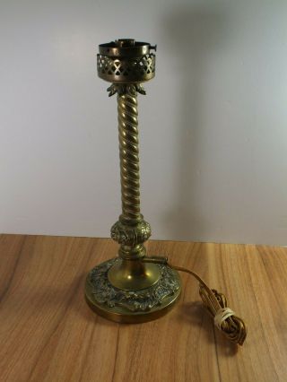 Vintage Antique Ornate Brass Converted Gas Light Table Lamp - Needs Rewiring