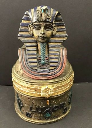 Luxor Las Vegas Casino King Tut Sarcophagus Trinket Box Vintage Vtg 5” Tall