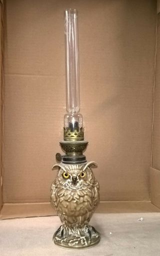 Old Lamp Oil Owl Earthenware