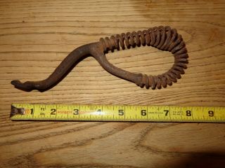 Antique Wood Stove Cast Iron Lid Lifter With Air Cooled Spring Handle Pot Belly