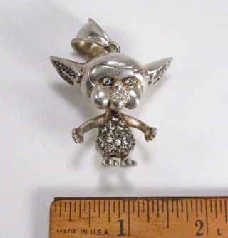 Vintage 1990s Pinky And The Brain Wb Sterling Silver Cz Large Necklace Pendant