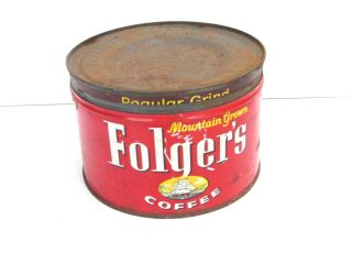 Vintage Folgers Coffee Tin Can (1 Pound) Empty Can