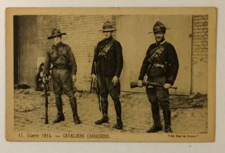 Picture Of Canadian Cavalrymen (nwmp ?) In France During Ww1 Postcard