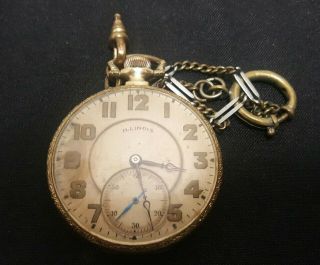 Vintage Illinois Gold Filled Pocket Watch For Repair/ Parts