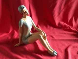 Vintage Art Deco Style Flapper Girl Bathing Beauty Swim Suite Figurine Shelf