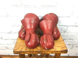 Vintage Red Cast Iron Clawfeet Bathtub Legs Antique Clawfoot Tub Set Of 4
