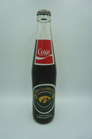 1981 Iowa Hawkeyes Rose Bowl 1982 Big 10 Coke Coca - Cola Bottle Vintage Rare