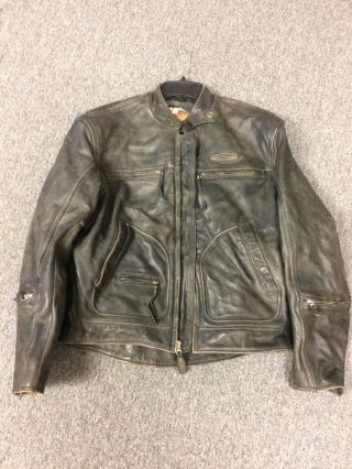 Vintage Harley Davidson Mens Leather Jacket Size L Regular