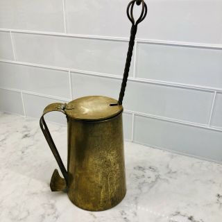 Vintage Cape Cod Fire Starter Pot Pumice Stone Wand Firepit Antique Brass