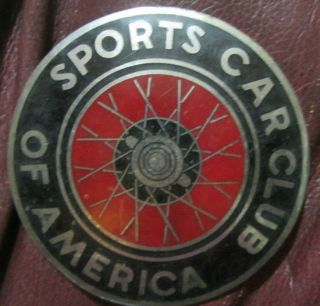 Vintage Enamel Sports Car Club Of America License Plate Topper