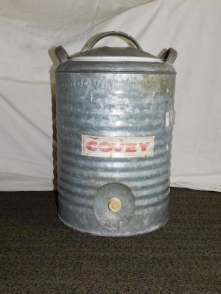 Vintage Picnic 19 " High Covey 5 Gallon Lined Galvanized Steel Water Cooler
