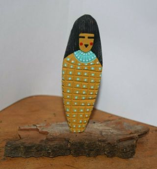 Small Hopi Indian Kachina Doll Carving Yellow Corn Girl Native American