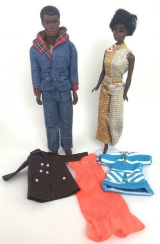 Vintage Barbie 1970s Julia & Brad Talking African American With Outfits Mod Htf