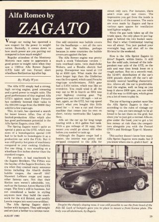 1961 Alfa Romeo Spring Zagato 1980 Article