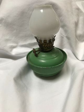 Unusual Antique Miniature Metal Oil Lamp Made In England