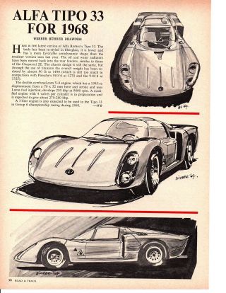 1968 Alfa Romeo Tipo 33 Race Car Article / Ad