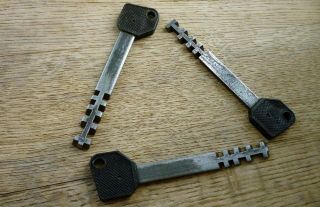Russian Skeleton Keys Vintage Ussr Steampunk Rare Retro Decor Soviet 3 Keys Set