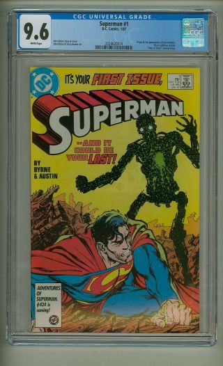 Superman 1 (cgc 9.  6) White Pages; Origin/1st App.  Metallo; Dc; 1987 (c 24201)