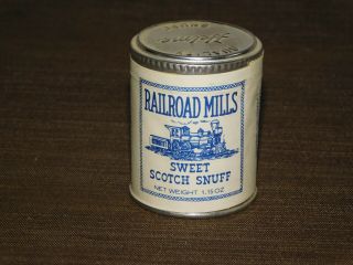 Vintage Kitchen 2 1/4 " Helme Railroad Mills Sweet Snuff Tobacco Tin Can Empty