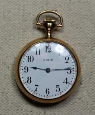 1913 Elgin 13 Jewel Model 2 Grade 406 Size 0s Pocket Watch W/ Gold Filled Case