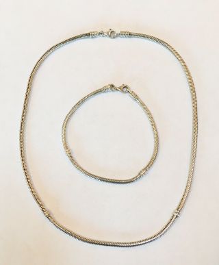 (2) Vintage Authentic Pandora 18 " Necklace And 8.  5 " Bracelet (before Hangtags)