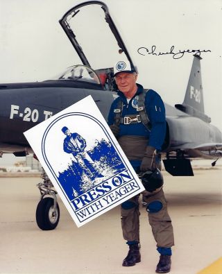 Authentic Signed Chuck Yeager 8 " X 10 " Photo F - 20 Tigershark
