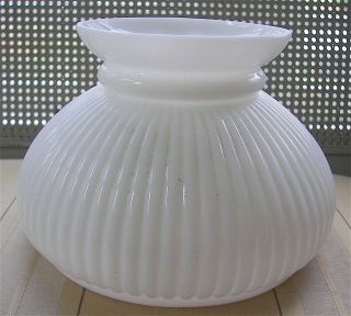 Vintage Antique Ribbed Milk Glass Hurricane Oil Lamp Shade 6 3/4 " Fitter
