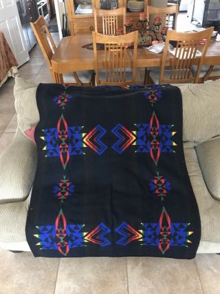 Vintage Pendleton Beaver State Wool Blanket Rainbow Aztec 2