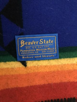 Vintage Pendleton Beaver State Wool Blanket Rainbow Aztec 3