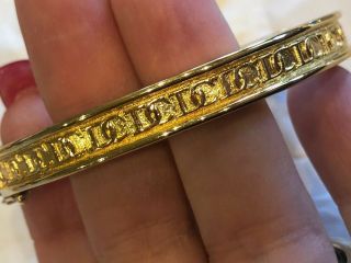 Vintage Christian Dior Signed Gold Tone Locking Hinged Bracelet