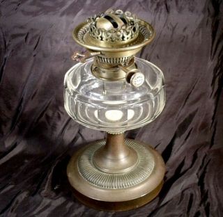 Antique Hinks Duplex Burner Oil Lamp Cut Glass Font & Brass Base