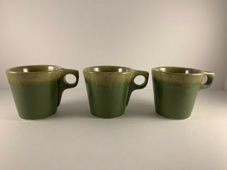 Vintage Hull Pottery Usa Green Drip Avocado Coffee Cup / Mug With " O " Handle