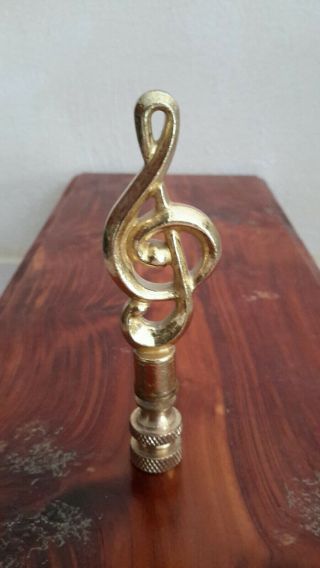 Nearly 4 Inch Music Treble Clef Brass Lamp Finial Perfect For Teaching Studio