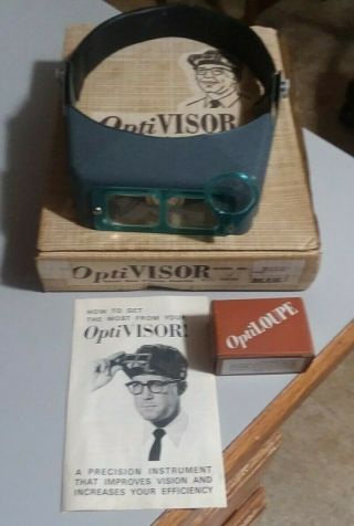 Vintage Optivisor Model Da - 5 Magnifying Glasses W/ Optiloupe